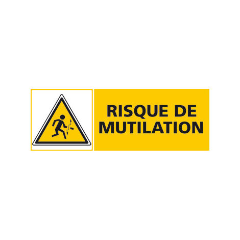 Panneau RISQUE DE MUTILATION (C0462) - Adhésif - 210 x 75 mm