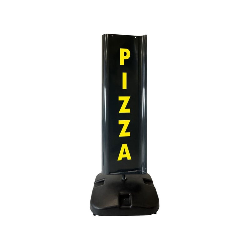 Panneau rotatif double face 'pizza - ouvert' de dimensions 133 x 50 cm