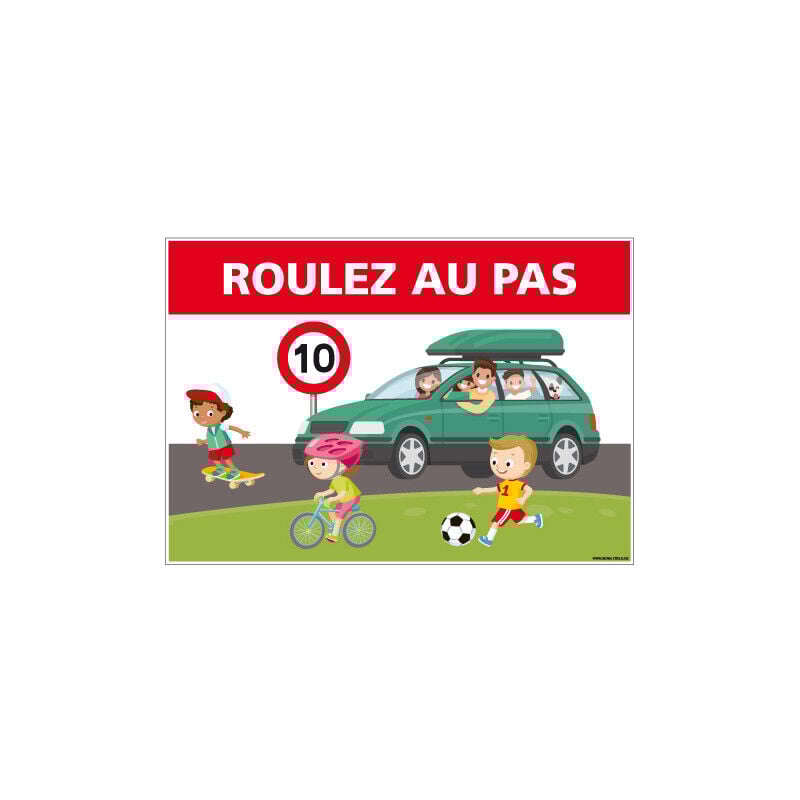 Signaletique.biz France - panneau roulez au pas (H0316) - Aluminium 2 mm - 630 x 450 mm