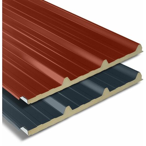 Panneau sandwich pour couverture isolée 1000x2200 mm AXEL PLUS® | Rouge Tuile | RAL 8012