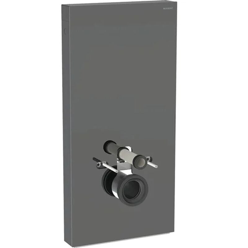 Panneau sanitaire Geberit monolith pour wc suspendu, 101 cm, habillage frontal en verre gris velouté, latéral aluminium chromé noir Geberit