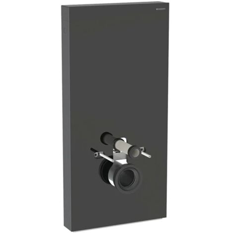 Panneau sanitaire Geberit MONOLITH pour WC suspendu, 101 cm, habillage frontal en verre noir, latéral aluminium chromé noir - Geberit