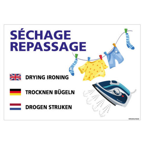 PANNEAU SECHAGE / REPASSAGE (H0436) - Adhésif - 105 x 75 mm