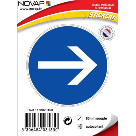 Panneau ''Sens obligatoire'' vinyle adhésif D80mm - NOVAP - 4031330