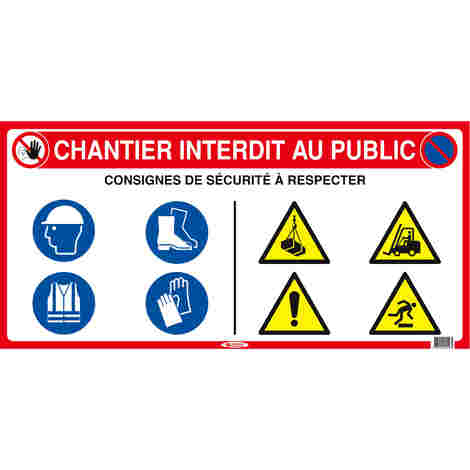 Panneau Signaletique 10 En 1 Chantier Interdit Au Public Sofop Taliaplast 620016