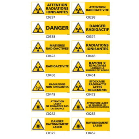 Panneau Signalisation produits dangereux risque ionisant - C0375 - 210 x 75 mm