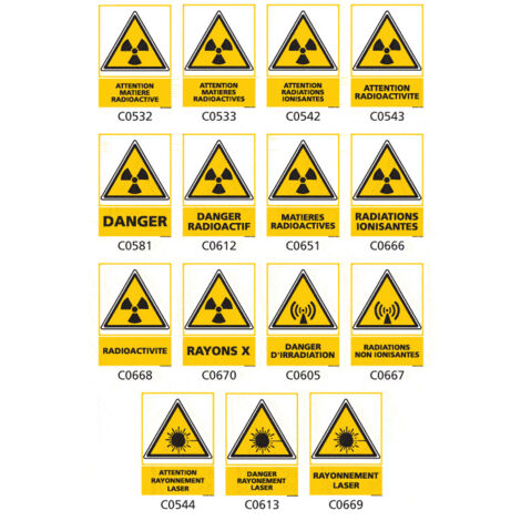 Panneau Signalisation produits dangereux risque ionisant - C0667 - 75 x 105 mm