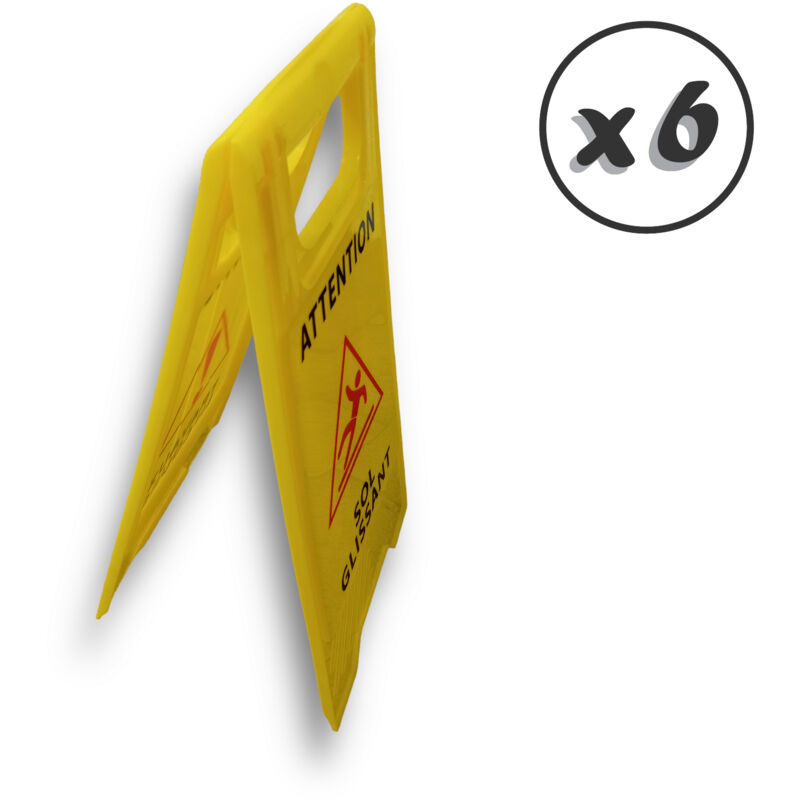 Kibros - Panneau signalisation sol glissant - Lot de 6 - Sol glissant