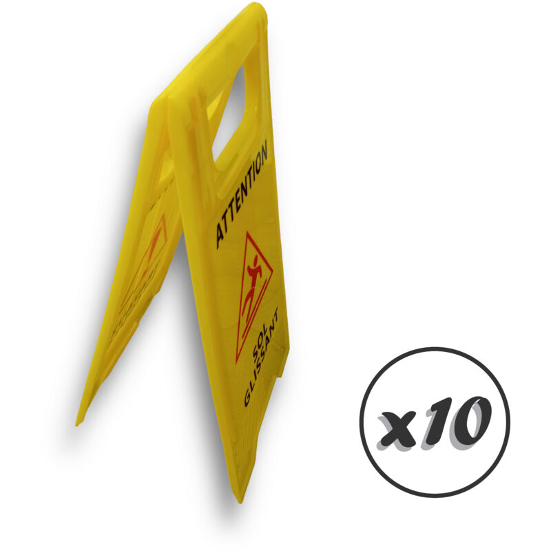 Kibros - Panneau signalisation sol glissant - Lot de 10 - Sol glissant