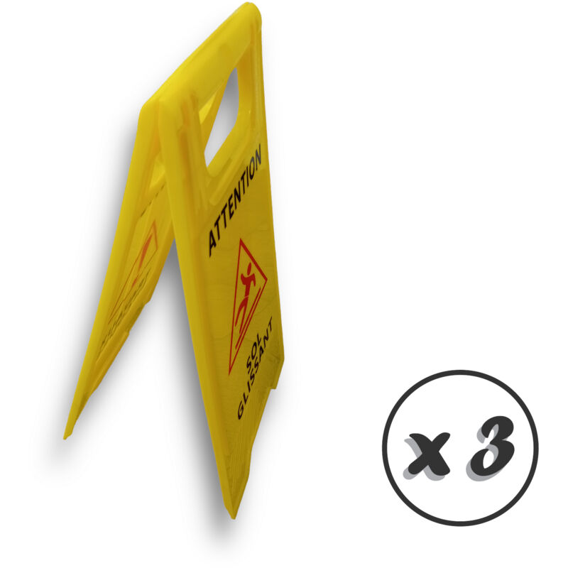 Kibros - Panneau signalisation sol glissant - Lot de 3 - Sol glissant