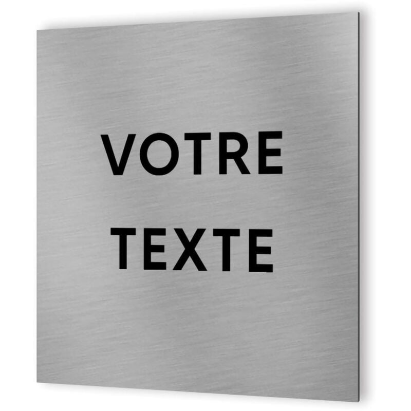 Decoho - Panneau signalétique personnalisable avec votre texte 1 ou 2 lignes - Format 20 cm x 20 cm en Dibond Aluminium brossé