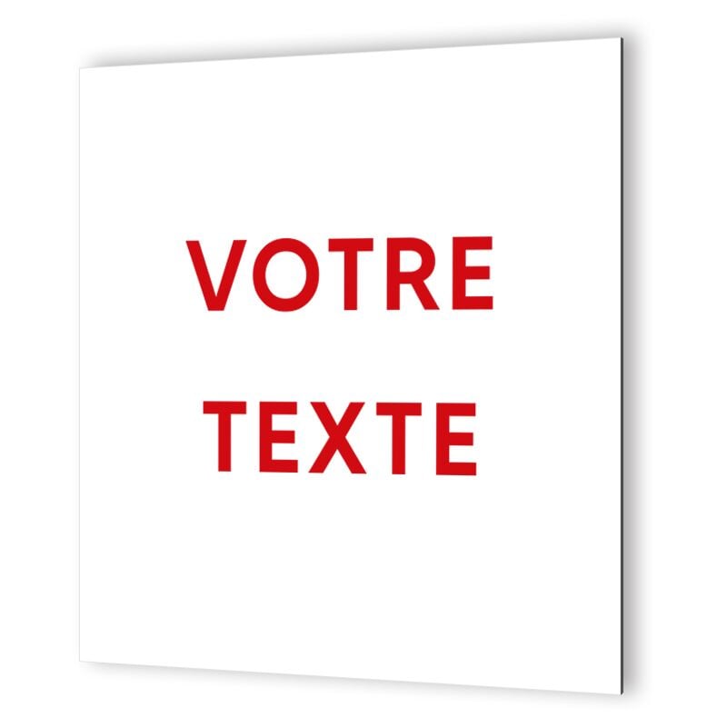 Decoho - Panneau signalétique personnalisable avec votre texte 1 ou 2 lignes - Format 20 cm x 20 cm - Picto Rouge en Dibond Aluminium bro