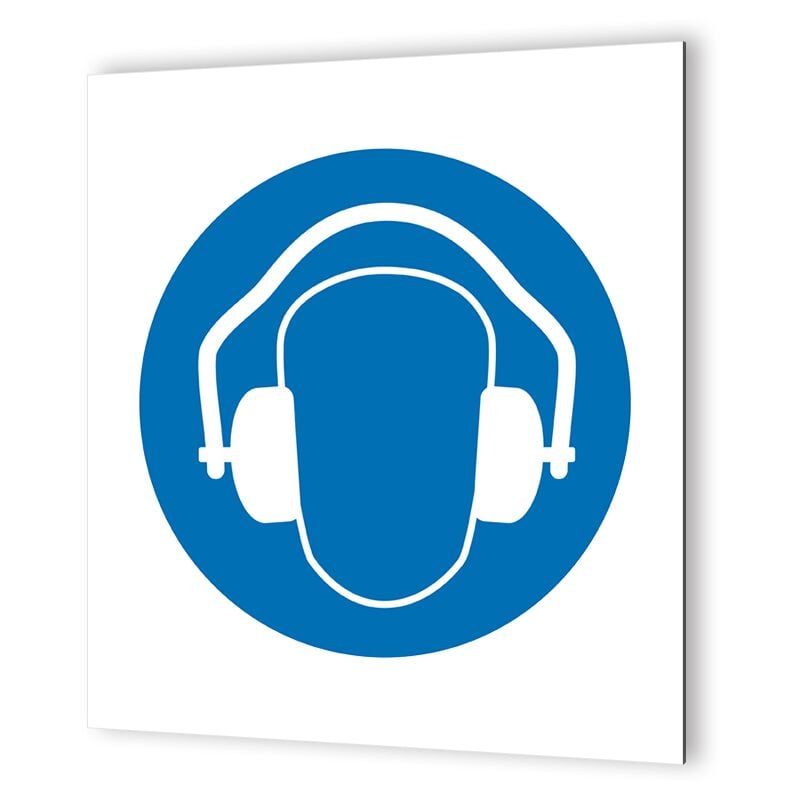 Decoho - Pictogramme d'Obligation en Dibond 20 x 20 cm Protection obligatoire de l'Ouïe