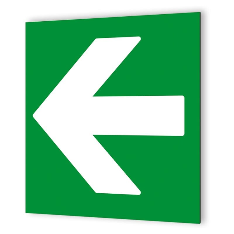 Pictogramme sauvetage et sécurité en Dibond 20 x 20 cm Flèche d'évacuation gauche