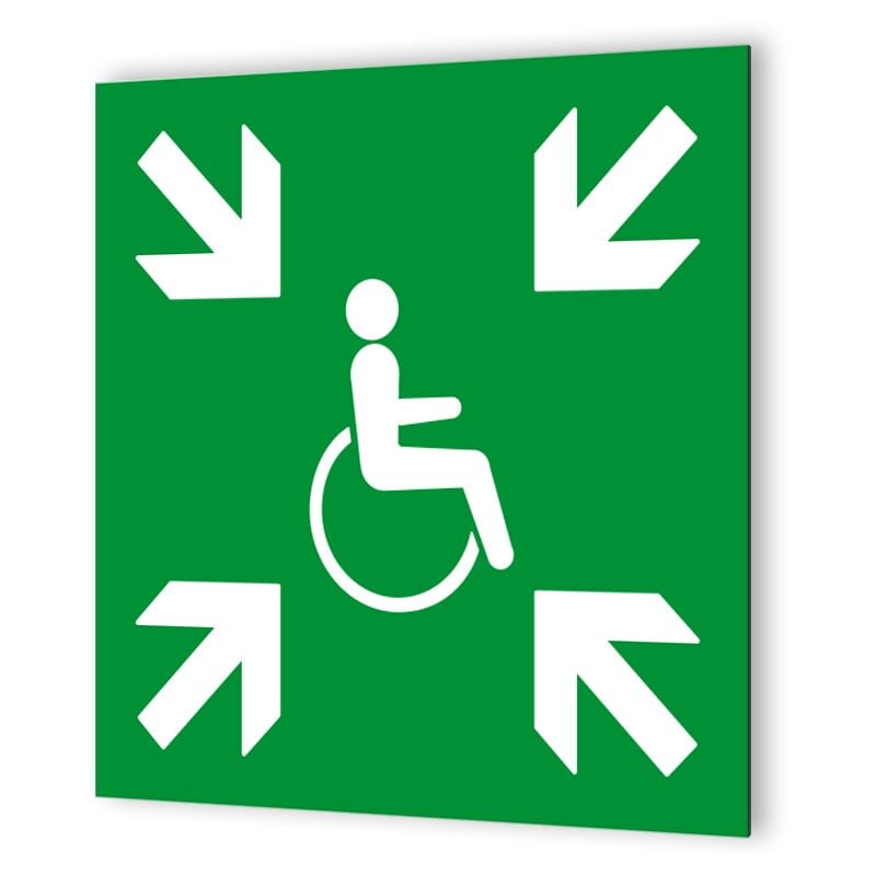 Pictogramme sauvetage et sécurité en Dibond 20 x 20 cm Point de rassemblement pmr