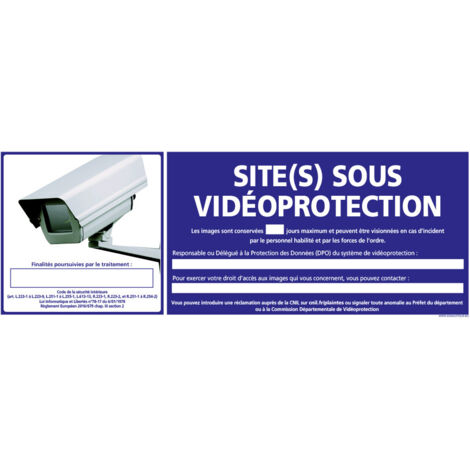 PANNEAU SITE(S) SOUS VIDEO PROTECTION (G1196) - Adhésif - 210 x 75 mm
