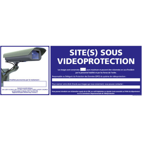 PANNEAU SITE(S) SOUS VIDEO PROTECTION (G1197) - Adhésif - 210 x 75 mm