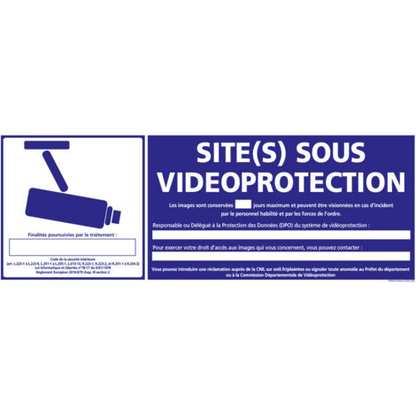 PANNEAU SITE(S) SOUS VIDEO PROTECTION (G1201) - Adhésif - 210 x 75 mm