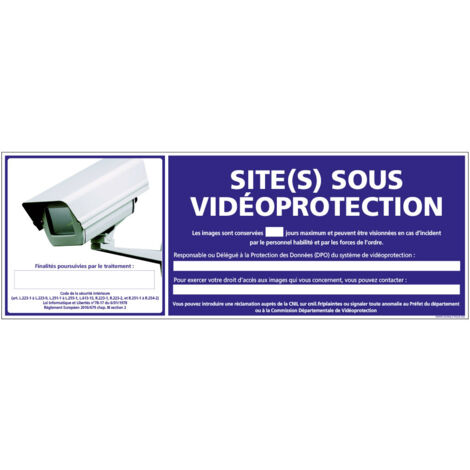 Panneau SITE(S) SOUS VIDEOPROTECTION (G0820-LOI-B-NEW) - Adhésif - 210 x 75 mm