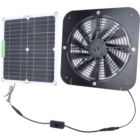 Panneau Solaire 100W Mono-Cristallin avec Câble de Commutation et Ventilateur d'Extraction 13.5 Pouces pour Maison de Toilettes pour Animaux