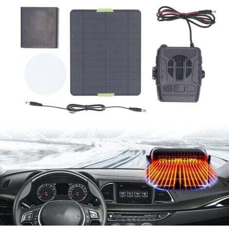 Panneau solaire 20 W Chauffage soufflant de voiture 12 V 3 A Appareil de chauffage portable Dégivreur de vitres de voiture pour voiture, maison d'animaux domestiques, camping RV