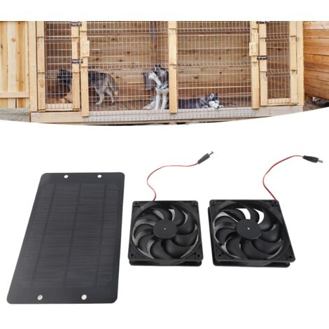 Panneau Solaire 20W avec Double Ventilateur 12V Portable pour Camping-Car Serre Animaux Maison