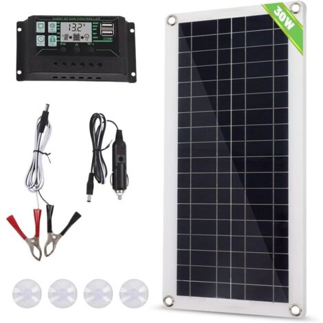 Panneau solaire 30 W, chargeur 30 A, kit de régulateur de tension en silicium polycristallin pour voiture, camping-car, bateau, remorque, kit de régulateur de charge, kit de panneau solaire