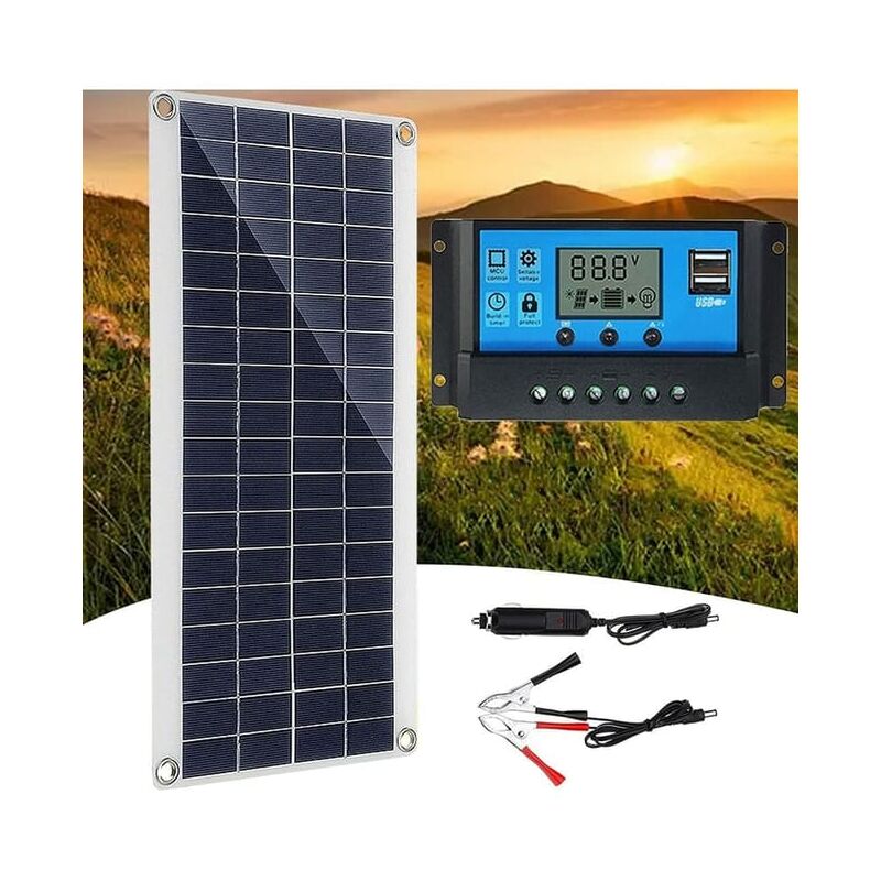 Panneau solaire 300 W 12 V, kit de panneau solaire, kit de chargeur de batterie avec contrôleur de charge solaire 60 A.