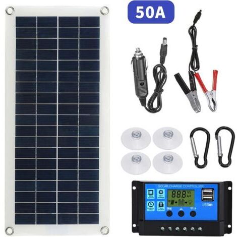 Panneau Solaire 300W 12V 24V Panneau Solaire Flexible Monocristallin Cellule Module avec Contrôleur de Charge Solaire pour Bateau RV Camping Car Voiture