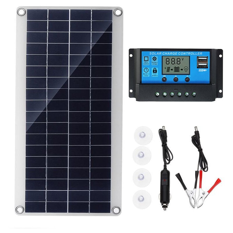 Panneau Solaire 300W 12V, Kit de Panneau Solaire, Chargeur de Batterie Kit avec régulateur de Charge Solaire 20A pour Camping-Car, Yacht, extérieur,