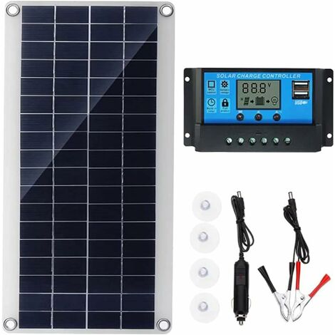 Panneau Solaire 300W 12V, Kit de Panneau Solaire, Chargeur de Batterie Kit avec régulateur de Charge Solaire 60A pour Camping-Car, Yacht, extérieur, Jardin, éclairage