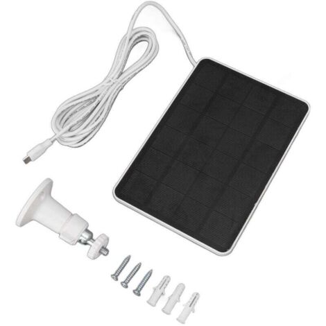 Panneau solaire 4 W 5 V étanche IP65 pour caméras de sécurité sans fil extérieures – support réglable blanc inclus