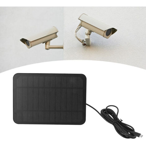 Panneau Solaire 4W 5V Compatible Arlo Ring Blink Caméra Sécurité IP65 Imperméable avec Support 360° Noir ABS Monocrystalline Silicium 20x14cm