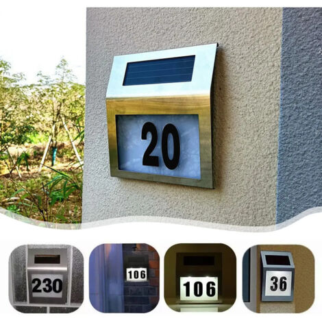 Panneau solaire avec numéro de maison, numéros d'adresse illuminés