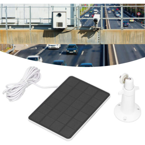 Panneau Solaire Cellule Monocrystalline Silicium 3.3W IP65 USB, Base et Fixations pour Caméras de Surveillance Intérieur/Extérieur 322g 17.5x12cm