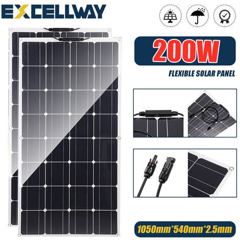 Newpowa Panneau solaire monocristallin de 200 W (Watt) 12 V (volt),  cellules solaires monocristallines à haute efficacité, choix parfait pour