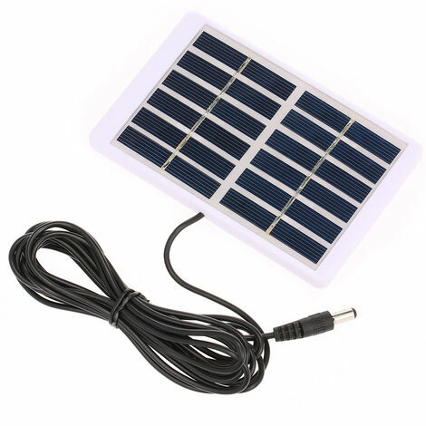 Panneau solaire Chargeur solaire 1.2W/6V avec 5521 sortie cc Chargeur de batterie de câble 3M Panneau solaire polycristallin 84130mm pour pompe solaire de jardin/circulation/éclairage de secours, noir