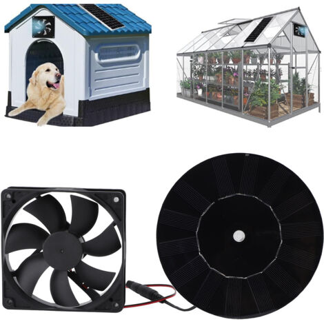 Panneau Solaire Circulaire 10W Mono-Cristallin 16CM Ventilateur d'Extraction 12CM pour Toilettes et Niches de Chien