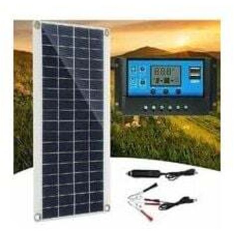 Panneau solaire de 300 W, 12 V, avec kit de chargeur de contrôleur de charge solaire 60 A, idéal pour le camping-car, le yacht, les activités en plein air et l'éclairage de jardin.