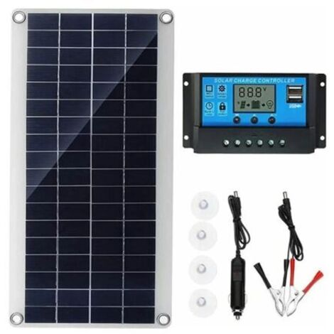 Panneau solaire flexible 30W 12V – Kit de chargeur avec contrôleur 20A – Double sortie USB pour voiture et bateau – Dimensions 435x200x2.5mm