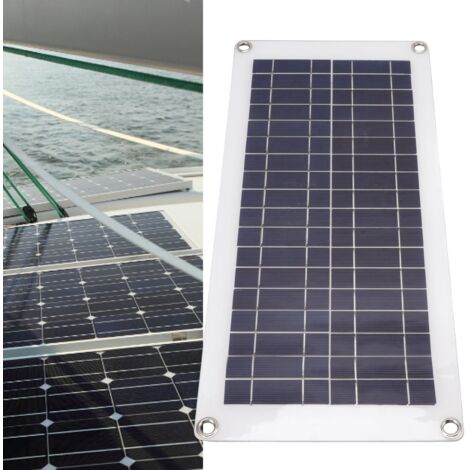 Panneau Solaire Flexible Portatif Léger Imperméable de 10W avec 2 Sorties USB et Kit d'Installation