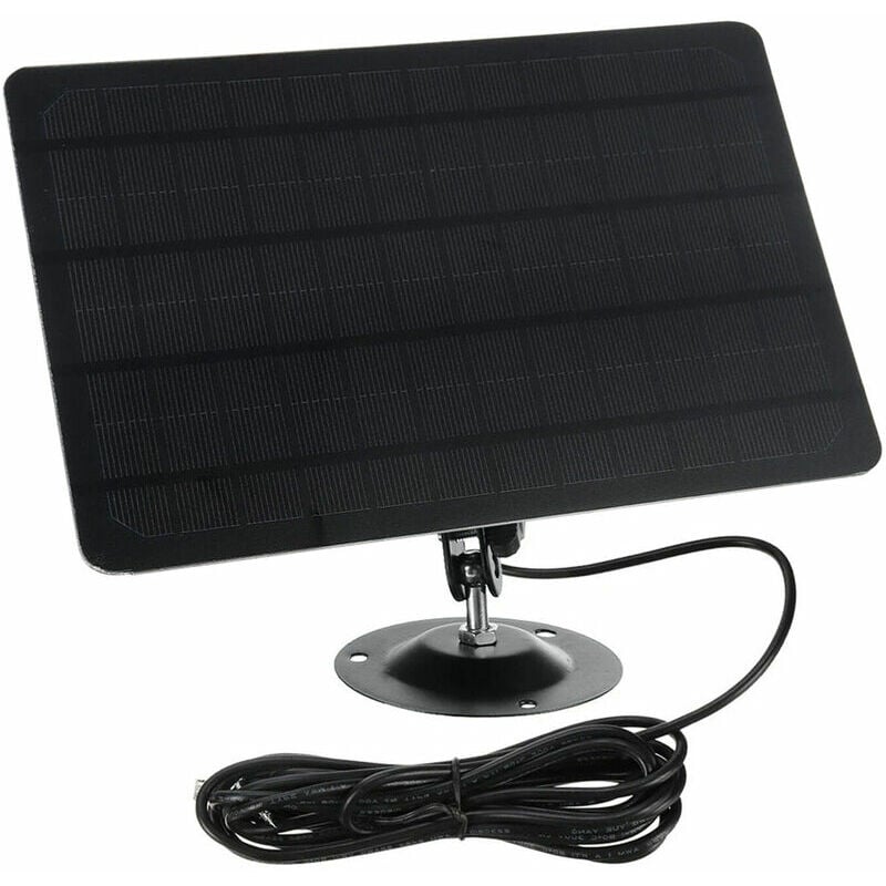 Panneau solaire Micro USB 10W 5V 2000mAh Rotation à 360 degrés Plaque solaire en silicone monocristallin étanche pour caméra USB (Noir)