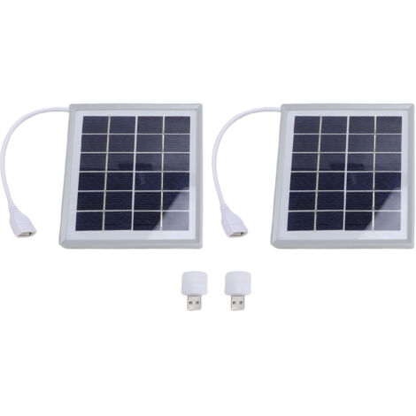 Panneau solaire monocristallin, chargeur USB 5W, ampoule Led Portable pour Camping randonnée tente extérieur gris 2 pièces
