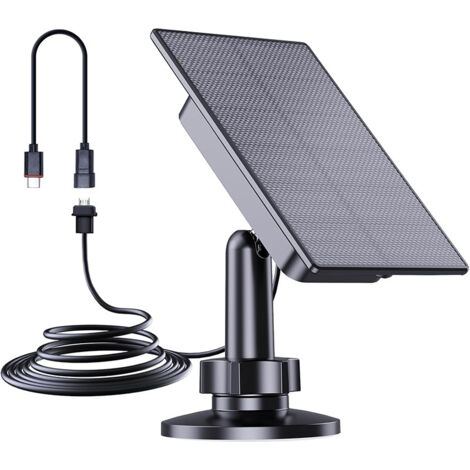 Panneau solaire monocristallin en silicium de 2 W, panneau photovoltaïque de charge USB/Type-C, carte d'alimentation pour caméra de surveillance extérieure, panneau solaire étanche IP66 avec support.