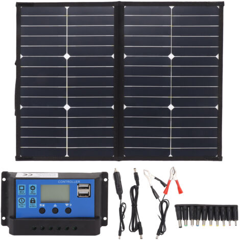 Panneau Solaire Pliable 42W 16V avec Régulateur 30A Étanche pour Camping et Randonnée
