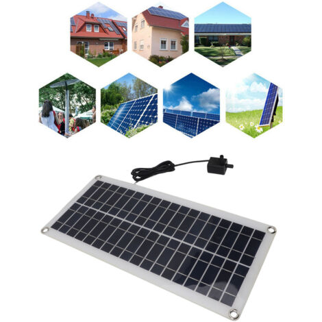 Panneau Solaire Polycristallin 50W avec Pompe à Eau DC12V pour Fontaine de Jardin