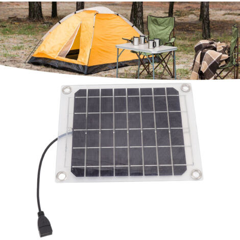 Panneau Solaire Portable 10W - Double Face Transparent avec USB et Ventouse - Panneau de Charge Solaire pour Voyage et Camping