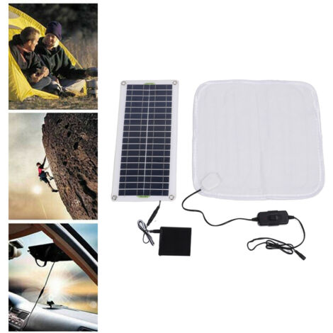 Panneau Solaire Portable 50W avec Tapis de Chaleur Régulable 20W 12V et Boîte à Batterie pour Camping Randonnée Hivernale-AUTRES