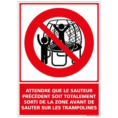 PANNEAU SORTIE DE ZONE TRAMPOLINE (D1150) - Adhésif - 75 x 105 mm