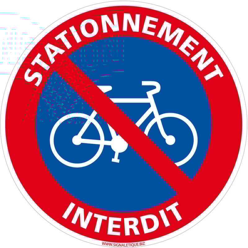 Panneau stationnement interdit aux velos (L1009) - Aluminium 2 mm - Diamètre 450 mm - Aluminium 2 mm